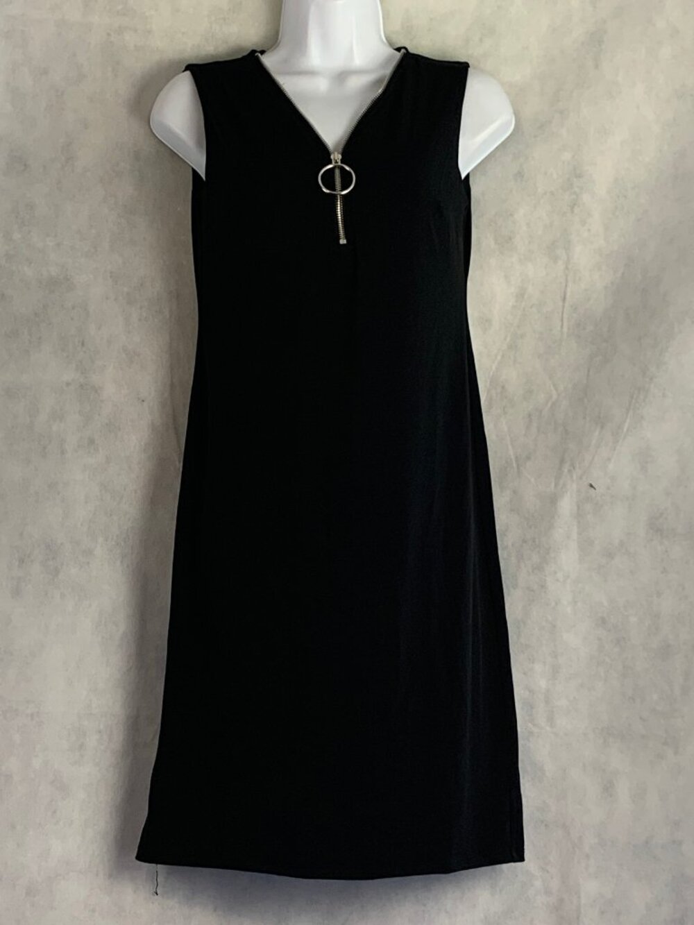 JM Collection Women's Sleeveless Zip-Neck Dress, Black, PP PXS / Petite XS